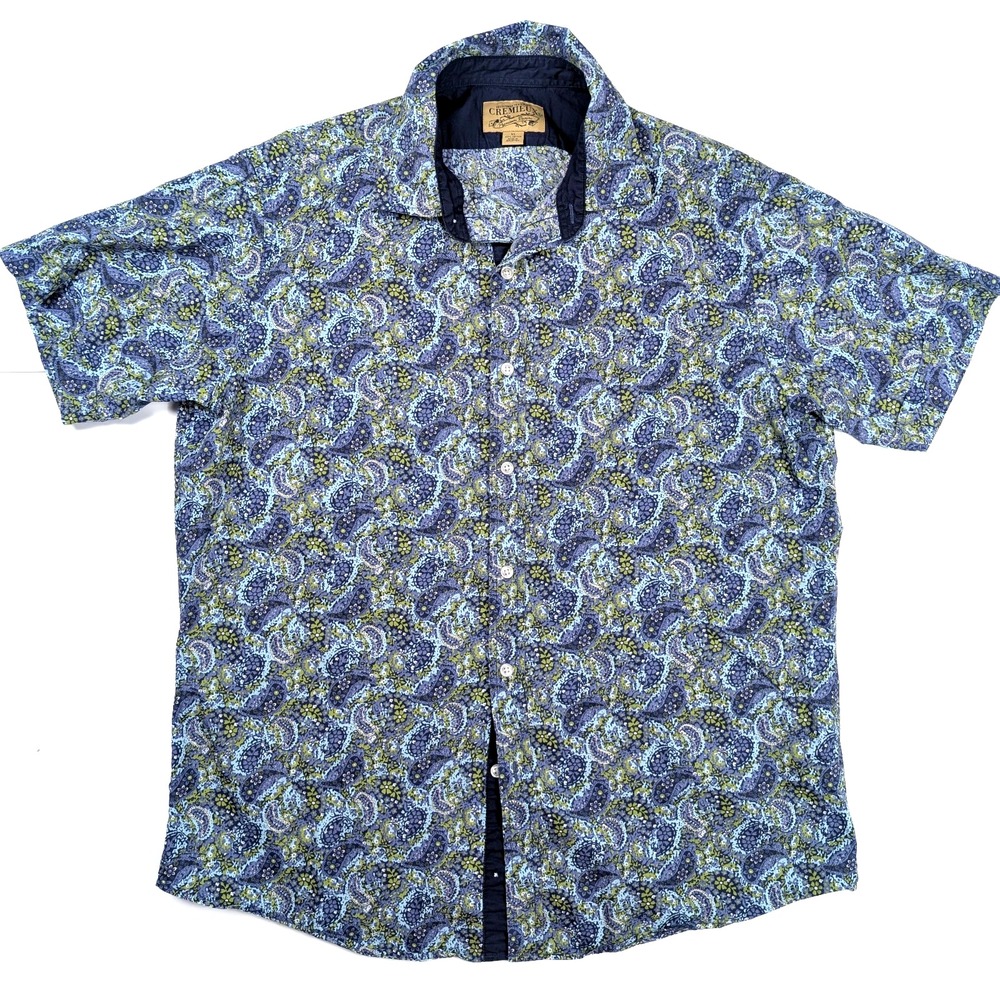 Daniel Cremieux Premium Purple White Paisley Button S/Sleeve Shirt Men's Size XL